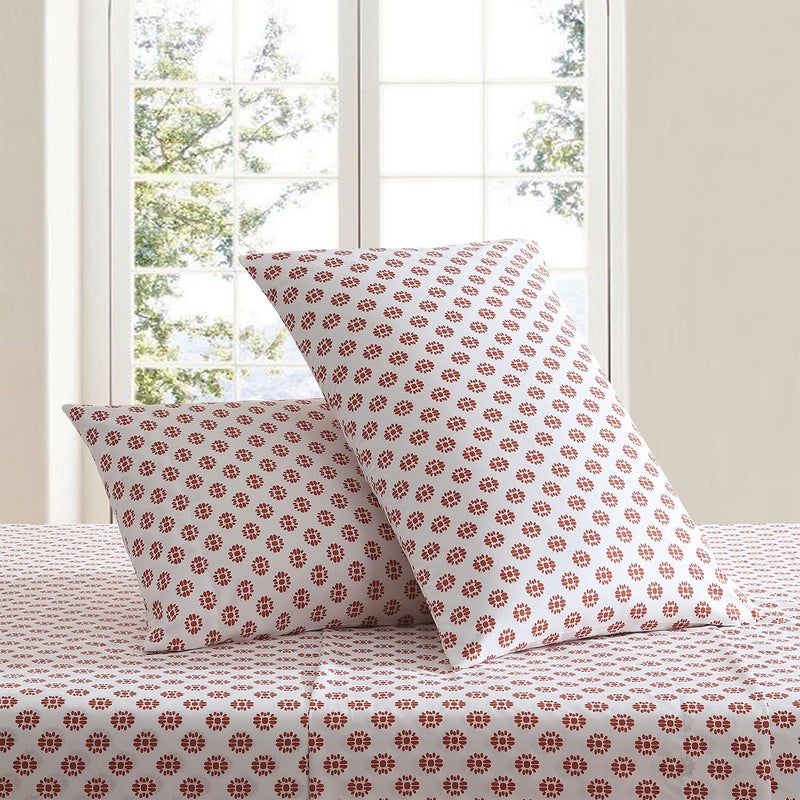 Indigo Ink Indigo Ink - Queen Size Sheet Set  4-Piece Boho Medallion Patterned Bedding  Soft & Wrinkle Resistant (Panther Collection  Spice)  - Image 2