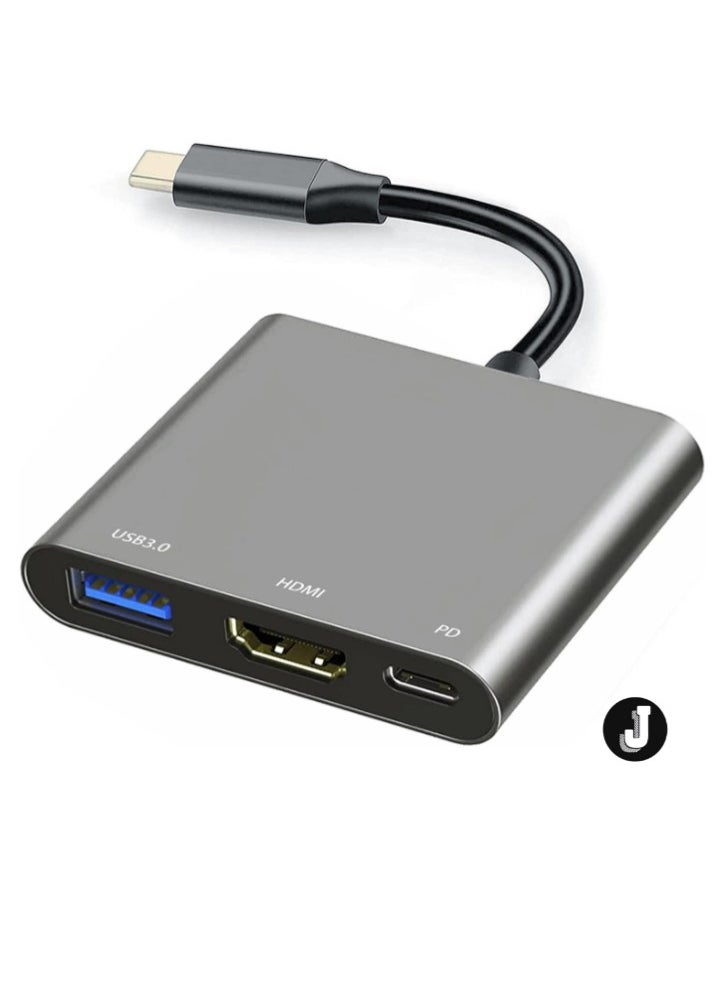 "USB-C to HDMI Multiport Adapter with Charging Port – 4K Converter, USB 3.0, Compatible with Mac, iPad Pro, MacBook, Chromebook"