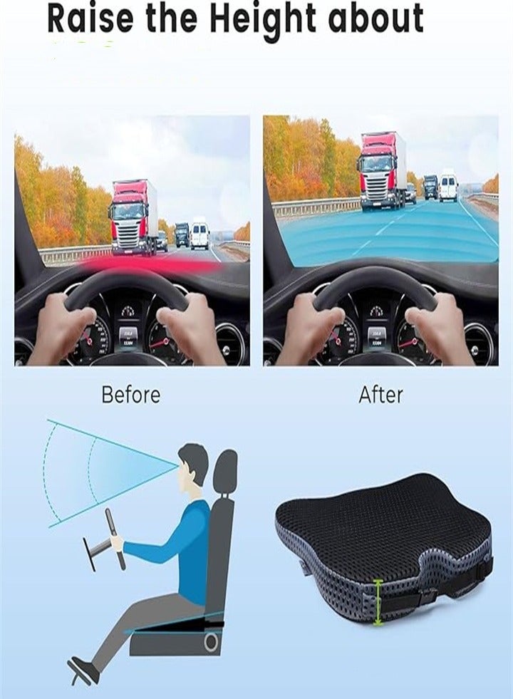Car Wedge Seat Cushion for Driver/Passenger Car Seats - Wedge Car Seat Cushion for Driving to Improve Vision/Posture - Memory Foam Car Seat Cushion for Hip Pain Relief (Mesh Cover, Gray) - Image 3