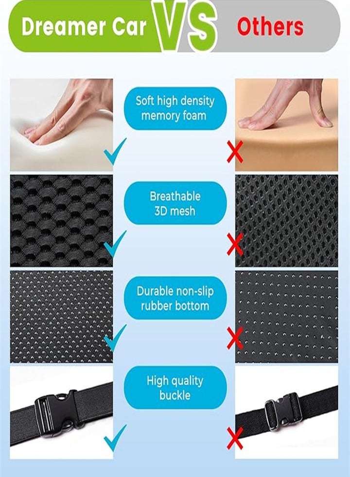 Car Wedge Seat Cushion for Driver/Passenger Car Seats - Wedge Car Seat Cushion for Driving to Improve Vision/Posture - Memory Foam Car Seat Cushion for Hip Pain Relief (Mesh Cover, Gray) - Image 5