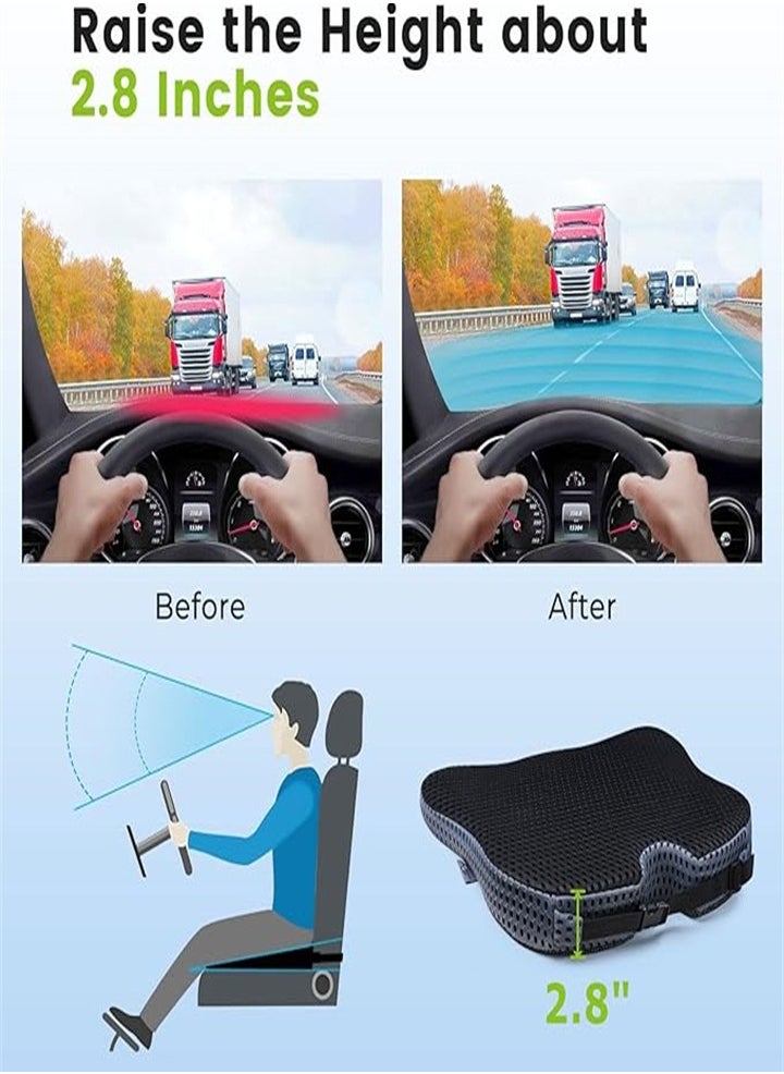 Generic - Car Wedge Seat Cushion for Driver/Passenger Car Seats - Wedge Car Seat Cushion for Driving to Improve Vision/Posture - Memory Foam Car Seat Cushion for Hip Pain Relief (Mesh Cover, Gray) - Image 1