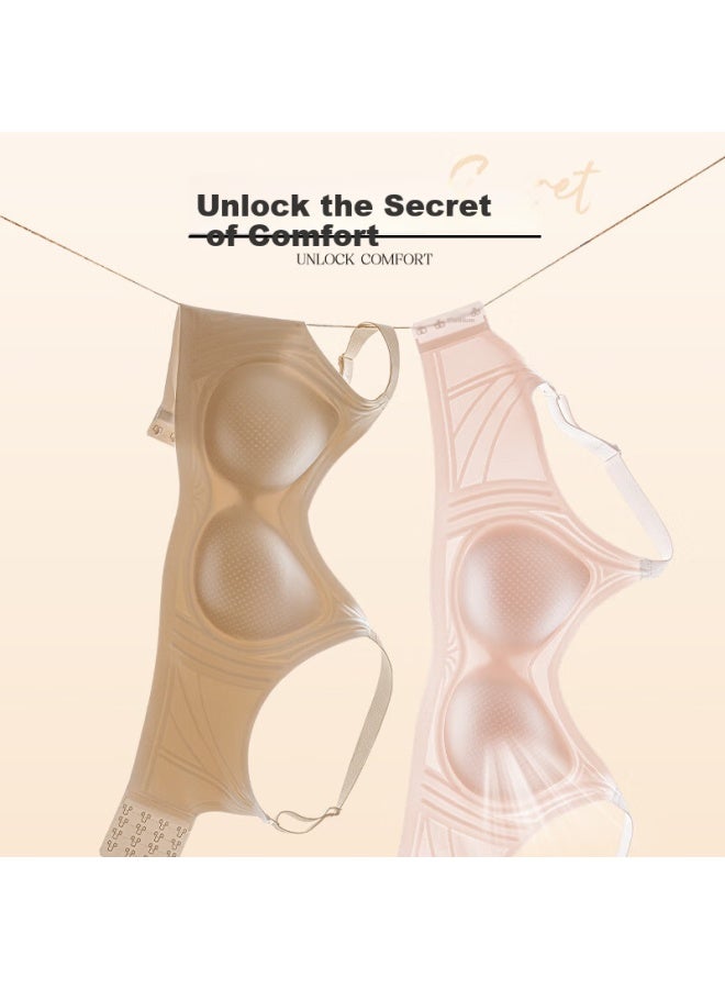 Finseech Fenshique Cool Feeling Jelly Strip Soft Support Wireless Bra Anti-sagging Bra Light Pink L - Image 3