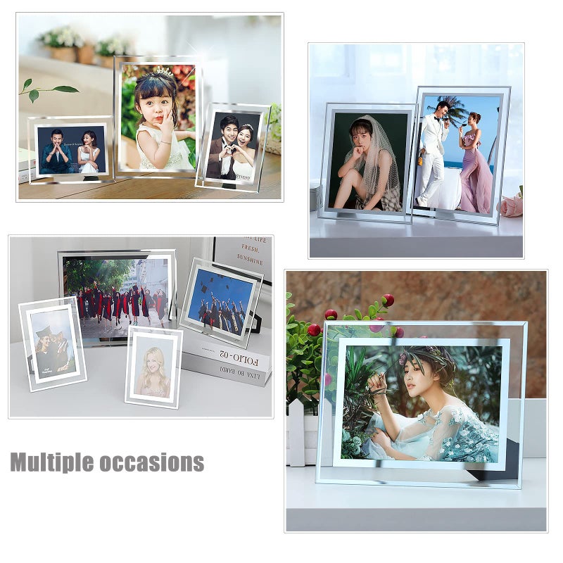 ABAJI 4x6 Glass Frame Small Photo High Transparency Vertical and Horizontal Style for Desk Shelf and Office Table Family Gallery and Wedding or Holiday Decoration - Image 5