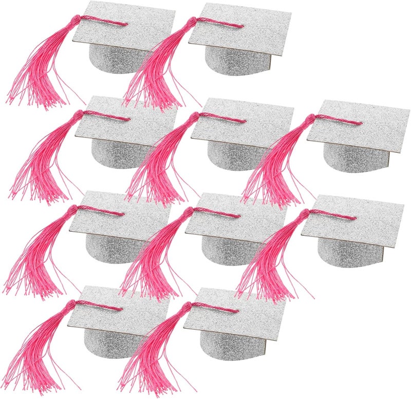 Luxshiny 40pcs Graduation Hat Beverage Goblet Covers Fun Wine Goblet Decor for Graduation Parties Festive Tassel Design for Celebrations and Gatherings - Image 5