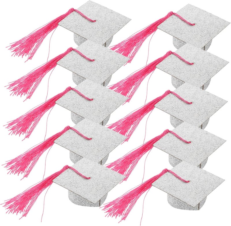 Luxshiny 40pcs Graduation Hat Beverage Goblet Covers Fun Wine Goblet Decor for Graduation Parties Festive Tassel Design for Celebrations and Gatherings - Image 4