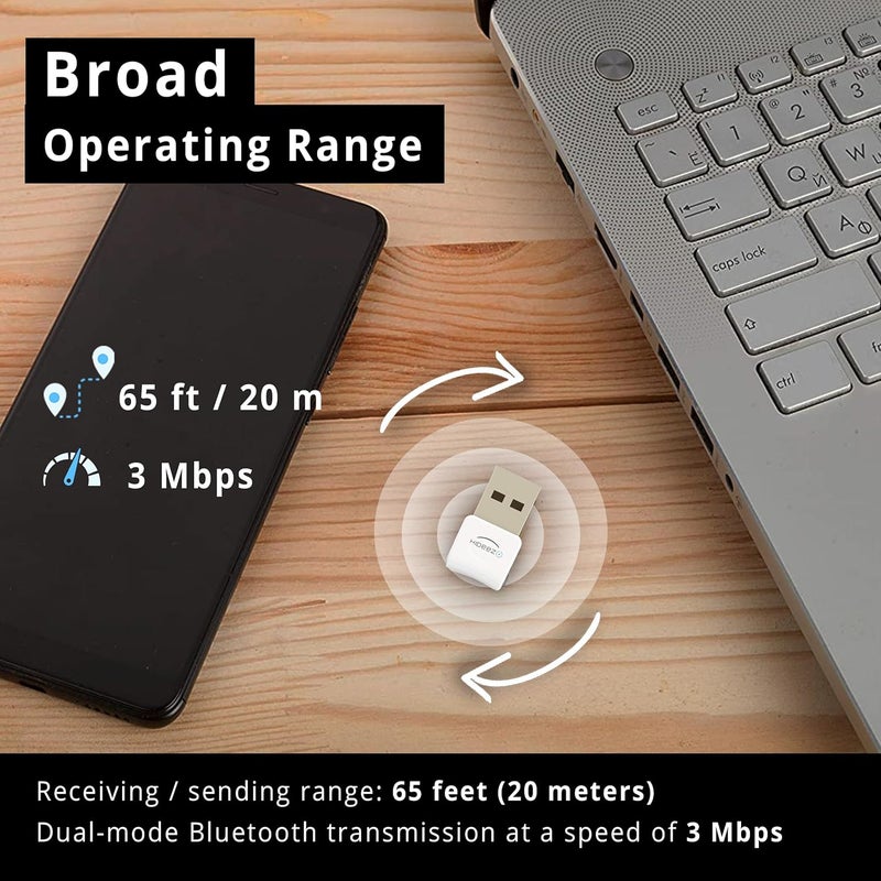 Hideez USB Bluetooth Adapter for PC, macOS, Linux, ChromeOS, Raspberry Pi – Low Energy, Long Range Bluetooth Adapter for Mouse, Keyboard, Headphones, Speakers, Printers, White - Image 5