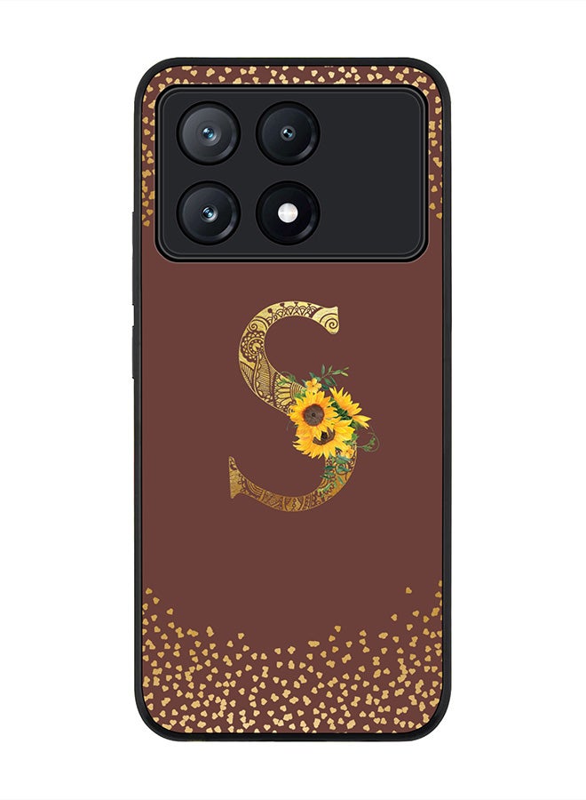 Stylizedd Rugged Black Edge Case for Xiaomi Poco X6 Pro Case Cover- Custom Monogram Initial Letter Mandala Floral Pattern Alphabet - S(Brown) - Image 1