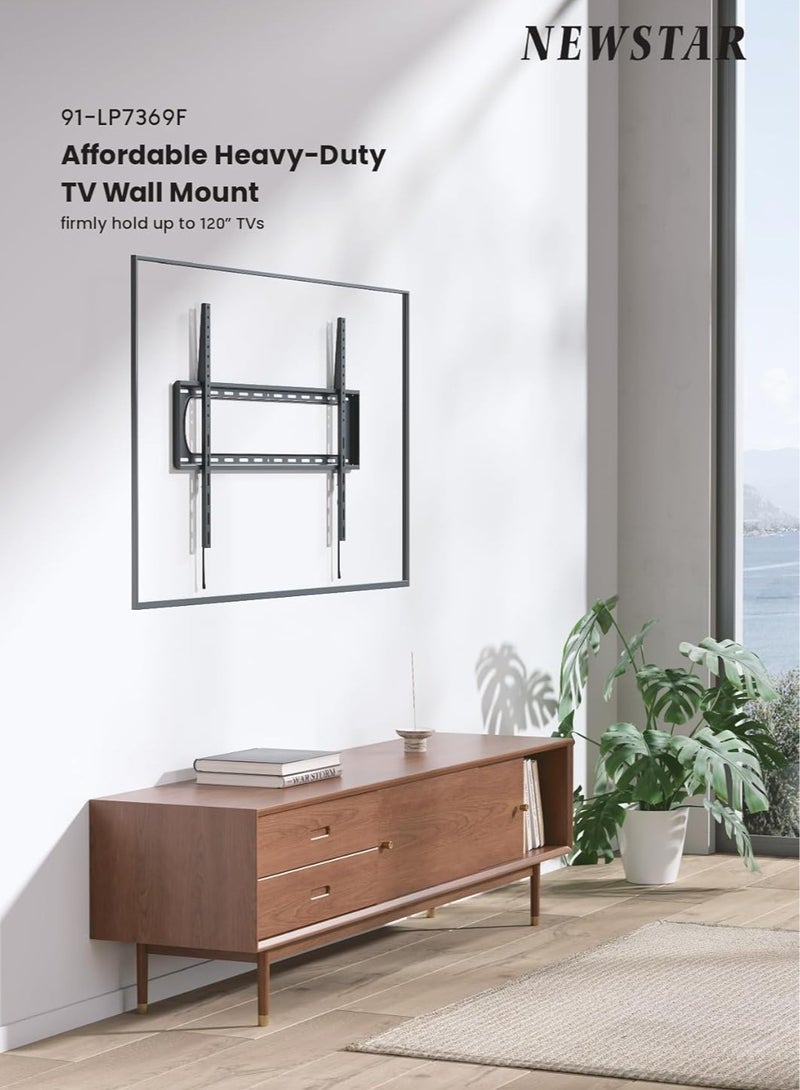 Newstar LP73-69F Heavy Duty Fixed TV Wall Mount for 60–120″ LED/LCD/Curved TVs – Supports up to 120 kg/264 lbs – Ultra Strong Steel – VESA up to 900×600 mm – Quick Release Locks – Black - Image 3