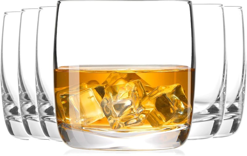 Wlasss Whiskey Glasses Set of 6, Premium Crystal Bourbon Glass, 10.5 oz Drinking Glasses for Scotch, Cocktail, Whisky and Juice, Transparent Rocks Glasses, Dishwasher Safe Glassware, Gifts for Fathers - Image 1