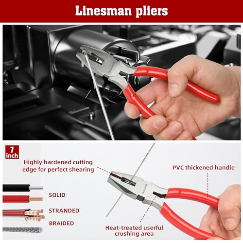TOOLEAGUE 8Pcs Pliers Set with Storage Bag,Groove Joint,Long Nose,Slip Joint, Diagonal, Linesman Plier,Adjustable Wrench for DIY and Multi-Use - Image 4