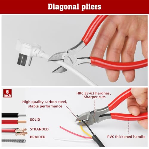 TOOLEAGUE 8Pcs Pliers Set with Storage Bag,Groove Joint,Long Nose,Slip Joint, Diagonal, Linesman Plier,Adjustable Wrench for DIY and Multi-Use - Image 5