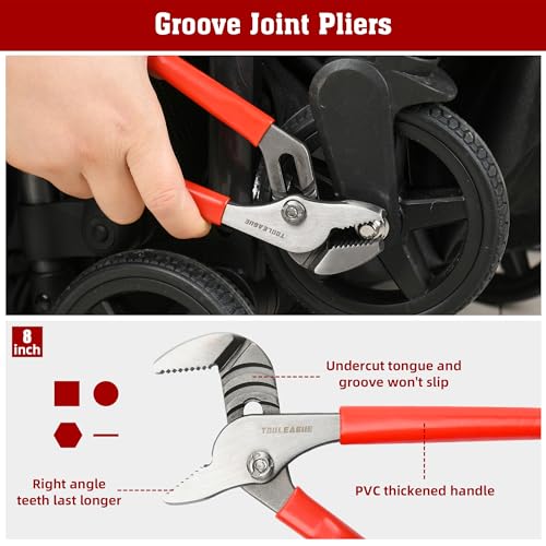 TOOLEAGUE 8Pcs Pliers Set with Storage Bag,Groove Joint,Long Nose,Slip Joint, Diagonal, Linesman Plier,Adjustable Wrench for DIY and Multi-Use - Image 3