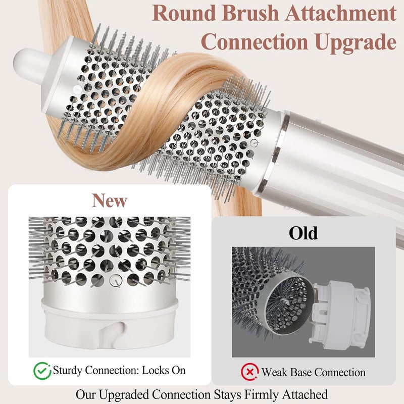 Round Brush Attachment: White Oval Round Brush - Anti-Frizz Hair Dryer Brush for Curly Wavy Hair Styling - Image 2