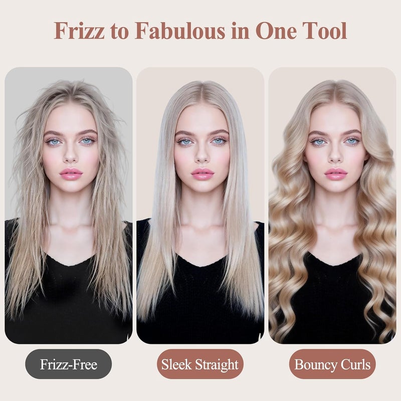 Round Brush Attachment: White Oval Round Brush - Anti-Frizz Hair Dryer Brush for Curly Wavy Hair Styling - Image 3