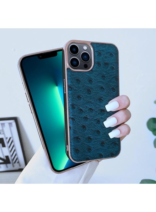 زبون جراب لهاتف iPhone 13 Pro Max مصنوع من جلد طبيعي بنمط جلد النعام مع طبقة نانوية - Image 4