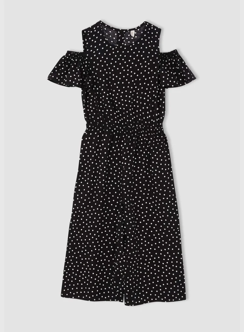 DeFacto Open Shoulder Polka Dot Printed Jumpsuit