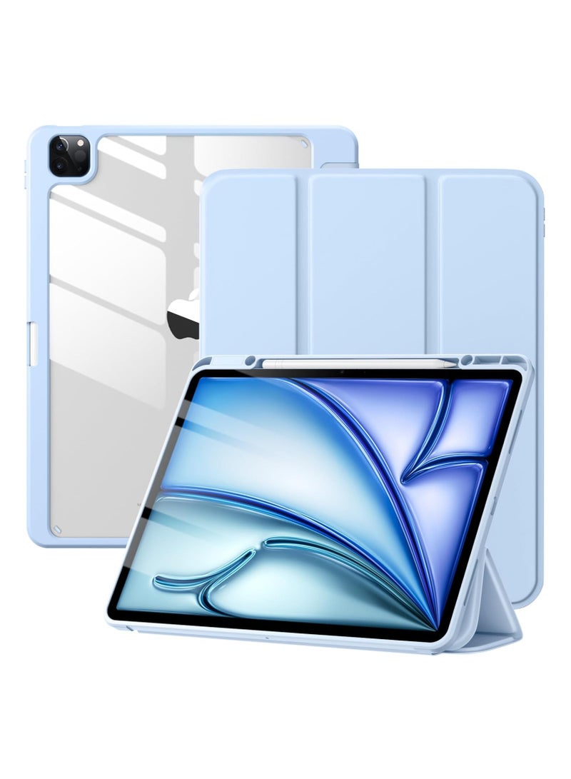 iPad Air 13 inch Case M2 2024\2025 with Pencil Holder, Compatible with iPad Pro 12.9 6th/5th/4th/3rd Generation Case 2022/2021/2020/2018, Auto Wake/Sleep, Slim Clear Back Shell, Sky Blue - Image 1