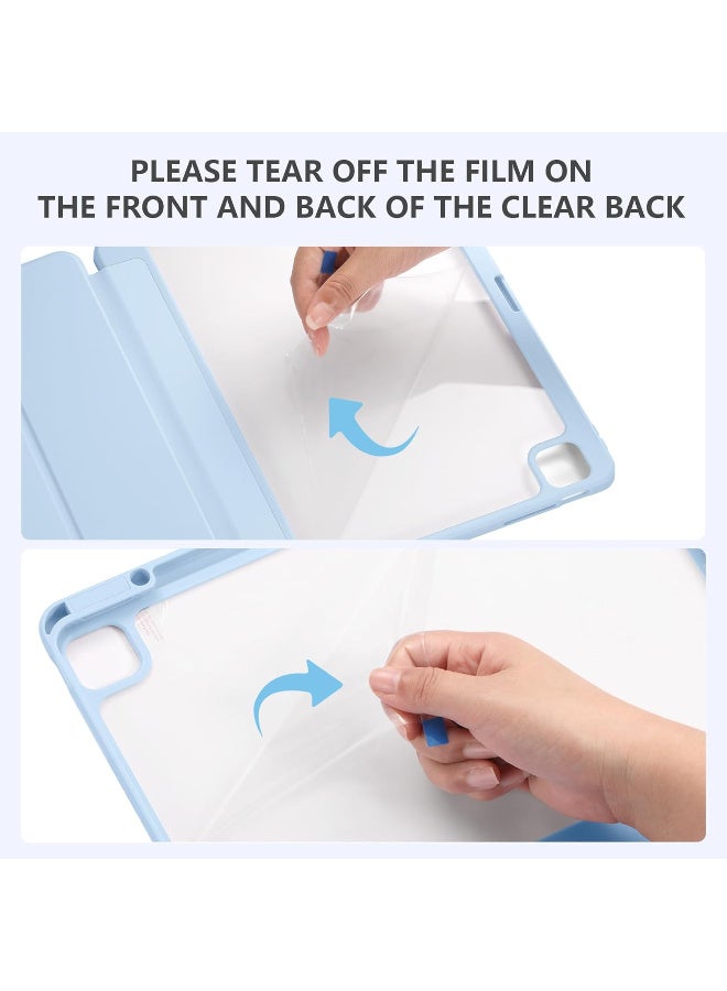 iPad Air 13 inch Case M2 2024\2025 with Pencil Holder, Compatible with iPad Pro 12.9 6th/5th/4th/3rd Generation Case 2022/2021/2020/2018, Auto Wake/Sleep, Slim Clear Back Shell, Sky Blue - Image 2