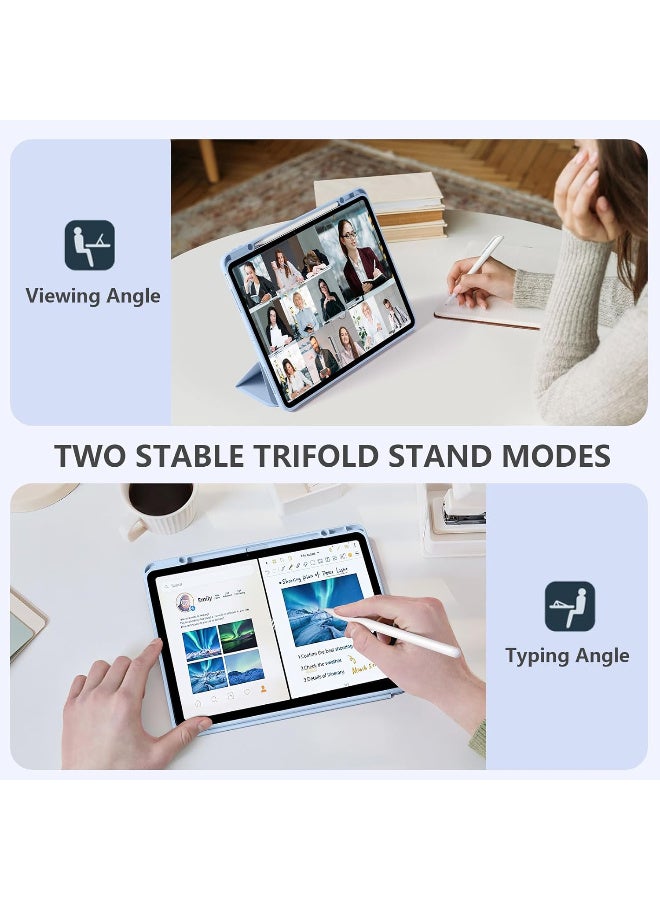 iPad Air 13 inch Case M2 2024\2025 with Pencil Holder, Compatible with iPad Pro 12.9 6th/5th/4th/3rd Generation Case 2022/2021/2020/2018, Auto Wake/Sleep, Slim Clear Back Shell, Sky Blue - Image 4