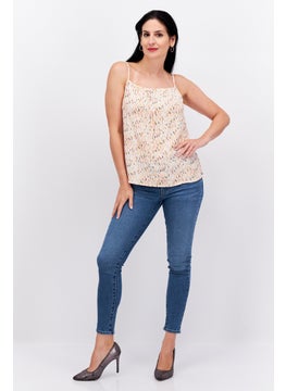 ESPRIT Women Square Neck Sleeveless Allover Print Top, Pink Combo  - Image 3