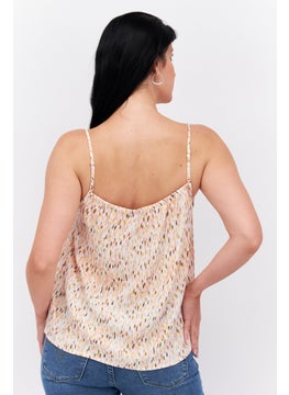ESPRIT Women Square Neck Sleeveless Allover Print Top, Pink Combo  - Image 4