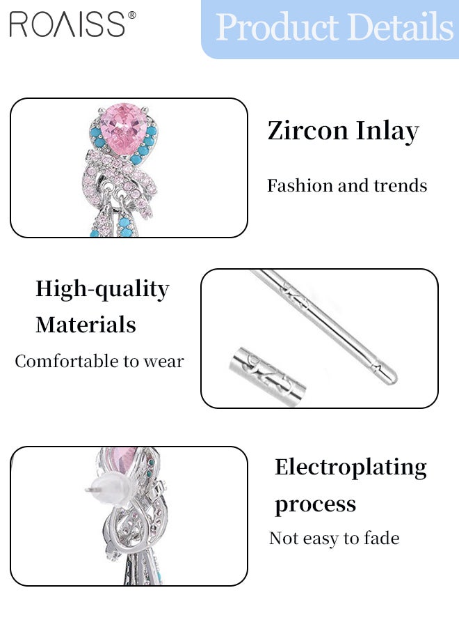 رويس قطعتان من أقراط الكريستال الحريرية الفاخرة، أقراط أنيقة وبسيطة مزينة بأحجار الراين، إكسسوارات مجوهرات مثالية للخطوبة وحفلات الزفاف والحفلات - Image 3
