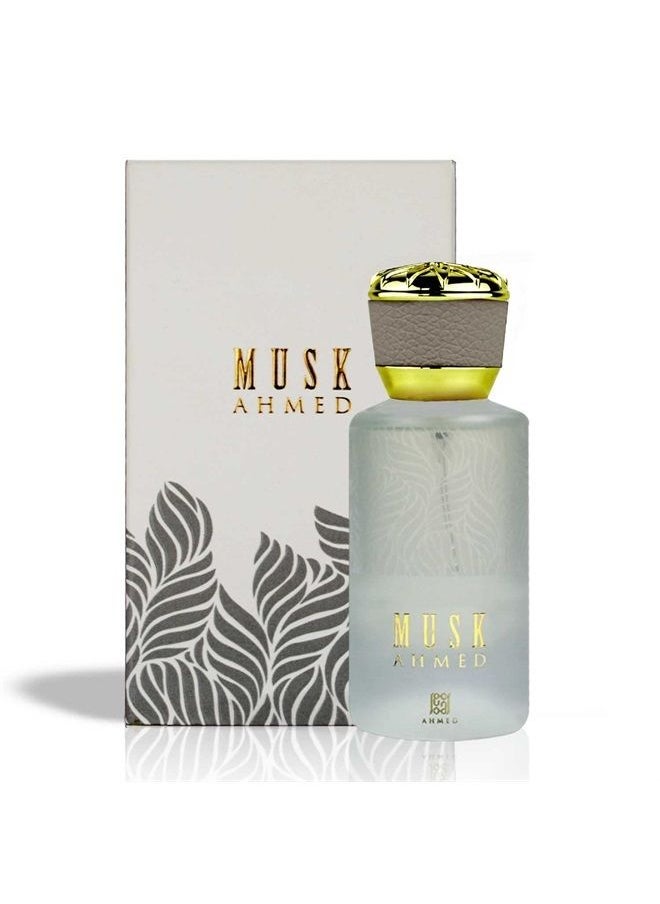 AHMED Musk EDP - 50ML | Sensual Fragrance for Women and Men | Oriental Musk with Citrus Floral Top and Rose and Jasmine Base and a Musk and Amber Base | by Al Maghribi Arabian Oud and Perfumes Dubai 