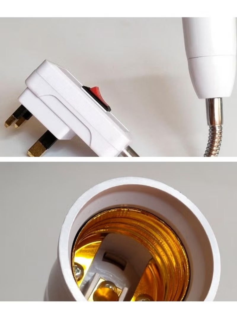 Red Leaf 13A British switch lamp holder British standard plug British universal extended lamp holder, E27 screw mouth Middle East switch lamp control switch, white - Image 2