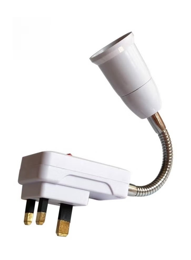 Red Leaf 13A British switch lamp holder British standard plug British universal extended lamp holder, E27 screw mouth Middle East switch lamp control switch, white - Image 1