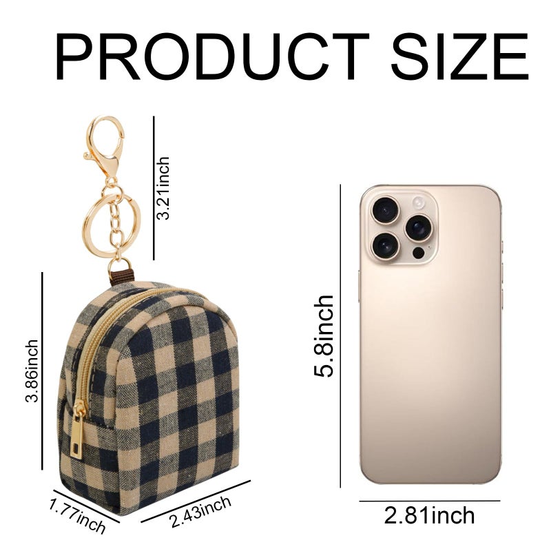 AIBFRID 4Pcs Mini Backpack Keychain,Cute Cosmetic Bag for Women,PU Leather Makeup Bag Key Pocket Lipstick Bag Card Holder Data Cable Organizer Zipper Pouch (Christmas Series) - Image 3