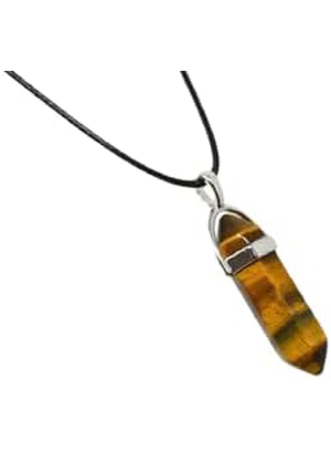 Hexagonal Tiger Eye Crystal Point Pendant Necklace - Image 2
