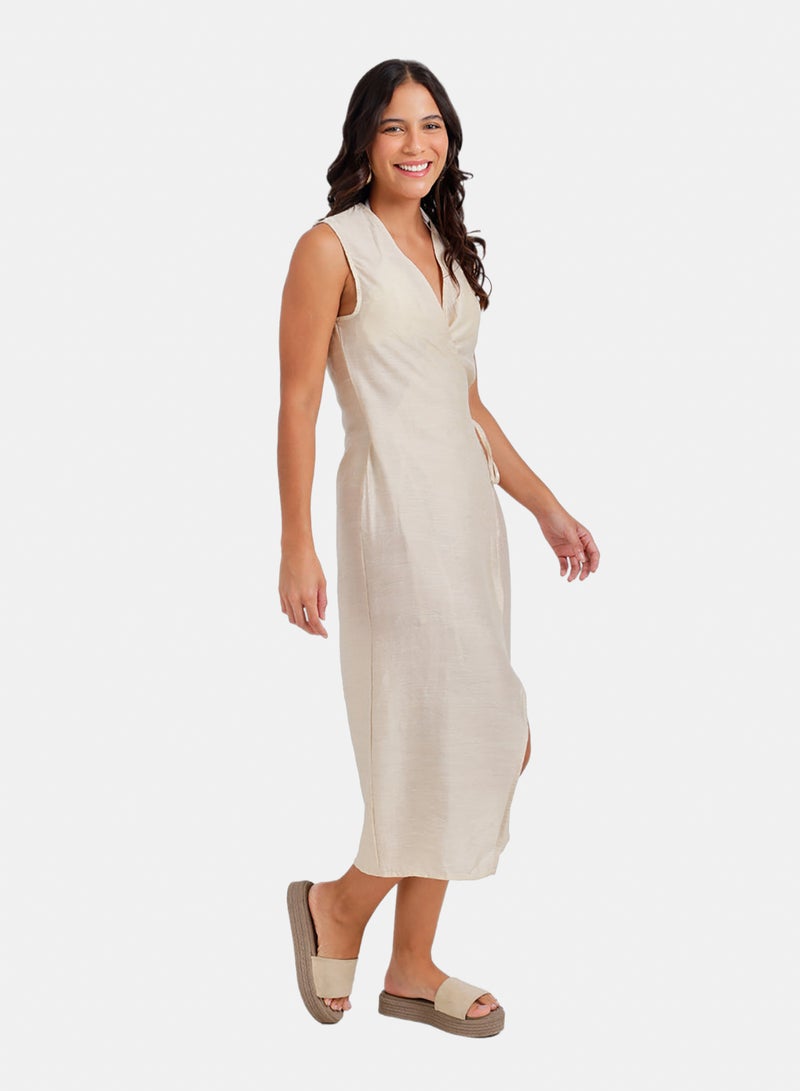 Carina Sleeveless Midi Wrap Dress - Image 2