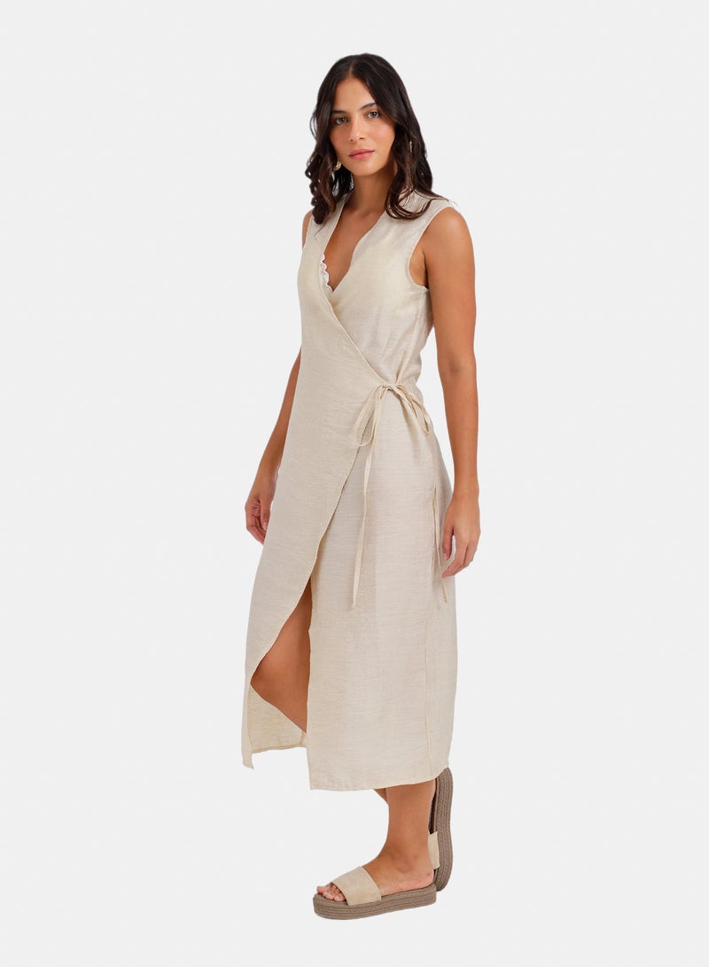 Carina Sleeveless Midi Wrap Dress - Image 3