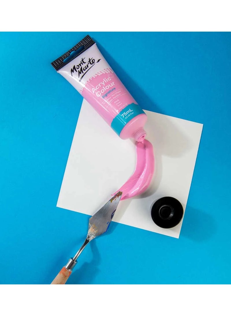 Mont Marte Signature Acrylic Colour Paint Tube 75ml Content Pink  - Image 2