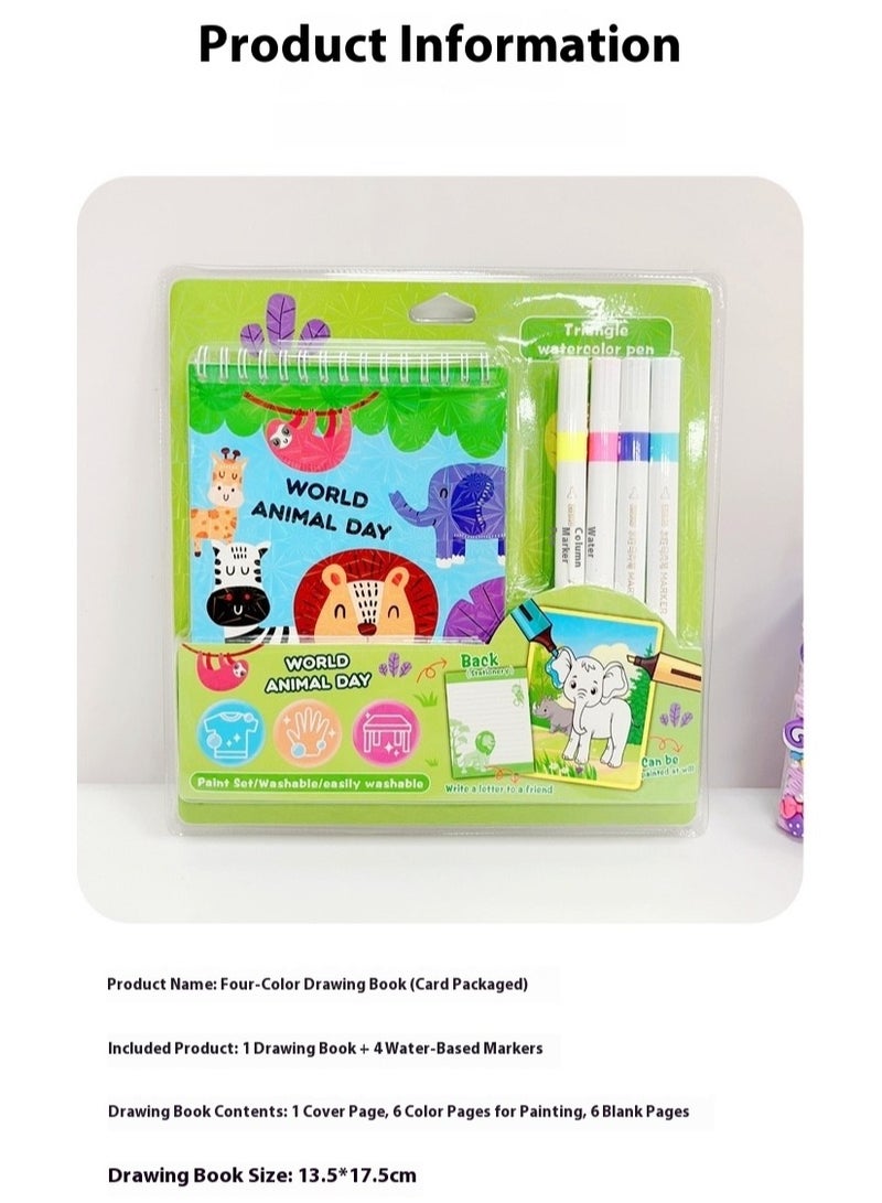 Children's Coloring Book 4 Color Picture Book 2-6 Years Old Baby Graffiti Book Coloring Book Enlightenment Painting Book - Image 2