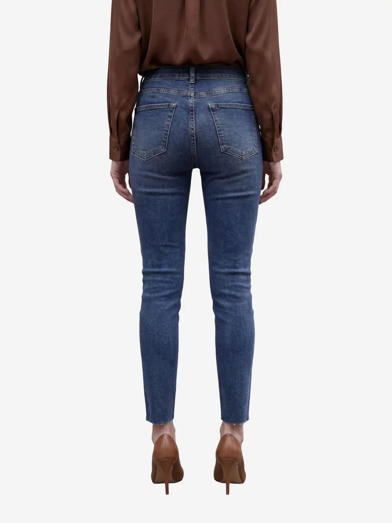 MY FASHION Midnight Blue MY FASHION High Waist Skinny Leg Denim Pants for Women | Best Price UAE