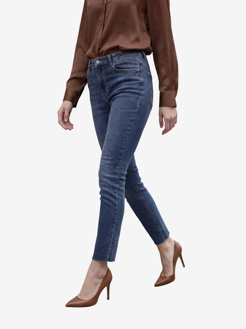 MY FASHION Midnight Blue MY FASHION High Waist Skinny Leg Denim Pants for Women | Best Price UAE