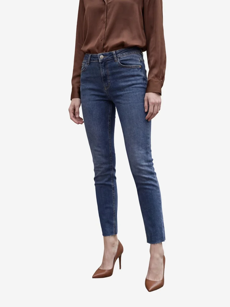 MY FASHION Midnight Blue MY FASHION High Waist Skinny Leg Denim Pants for Women | Best Price UAE