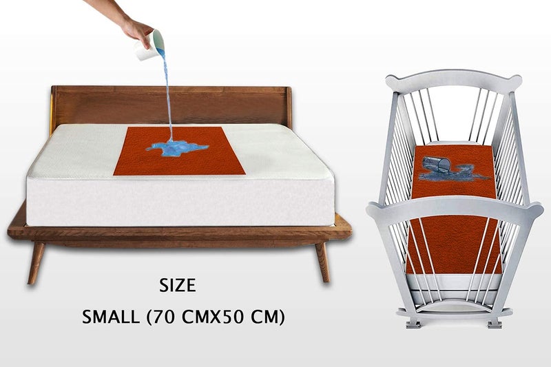 Trance Quick Dry - Soft Bed Protector Waterproof Baby Cot Sheet - (Small-70x50 cm,Brick Red) Pack of 2 - Image 2