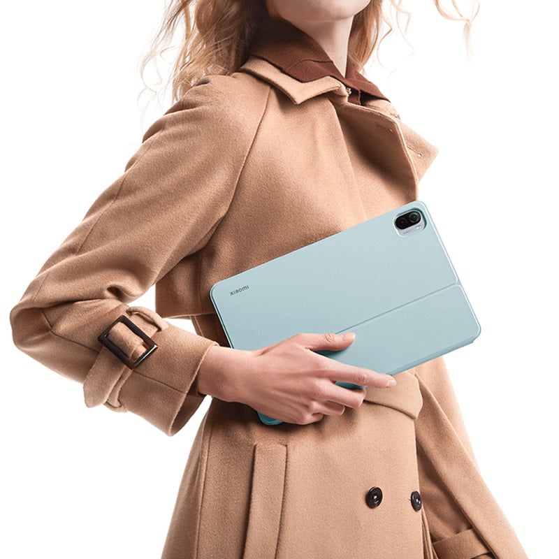 Magnetic Keyboard Case: 63-Key Ergonomic Wireless Keyboard With Army Green PU Leather, Magnetic Absorption Triangular Stable Support - Skin-Friendly Light Portable Protective Cover for Xiaomi Pad 5 an - Image 2