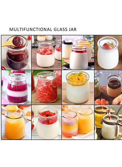 RAVIZAA Pudding Jar Glass Set of 6 150ml Glass Jar with Lid Yogurt Glass Container with Lid Glass Container with Lid