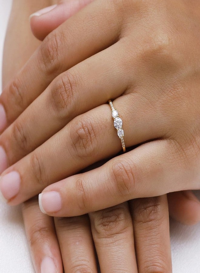 SAVEARTH DIAMONDS 3-Stone Engagement Ring for Women Round Lab Created Moissanite Dainty Promise Ring in 18K Yellow Gold Plated Jewelry Gift for Her Size 7 - Image 4