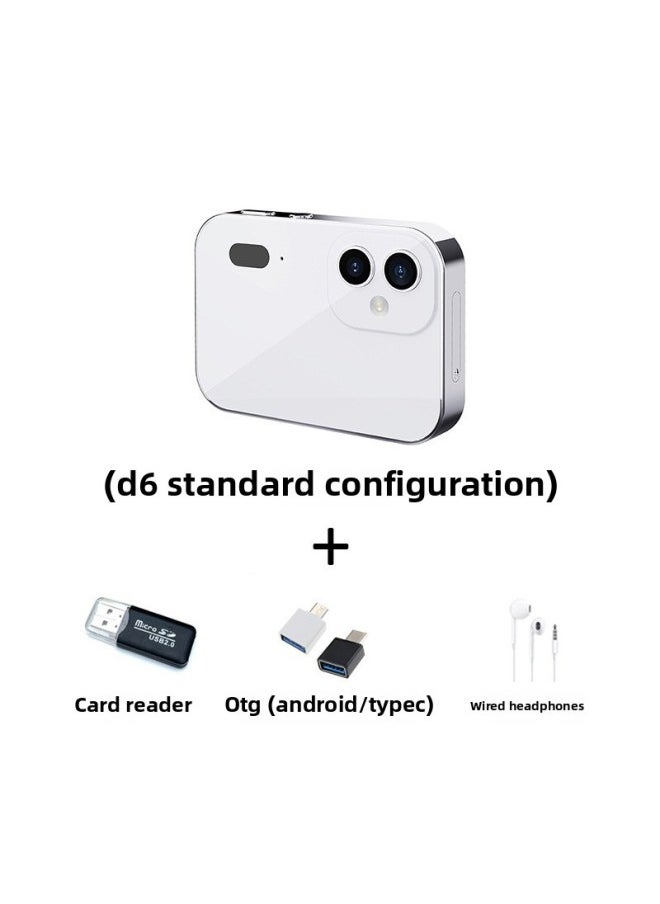 Generic D6 Three Camera CCD HD Digital Camera Movie Music Smart Camera Touch Screen Student Card Camcorder-Body Color:D6 White Standard + Card Reader Otg Headphone Cable  - Image 1