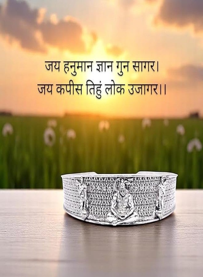 ADHVIK Unisex Adjustable Openable Lock Free God Lord Mahavir Mahabali Shri Bajrangbali Sankat Mochan Hanuman Ji 3 Mukhi Face Hand Cuff Wrist Half Kada Bangle Bracelet for Strength, Protection & Devotion - Image 2