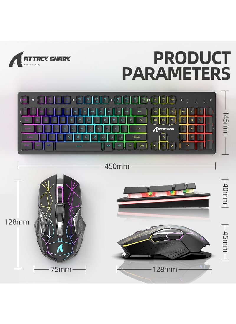 Wireless Gaming Keyboard and Mouse Combo, 12 RGB Chroma Backlit, 4200mAh Rechargeable Battery, USB Mechanical Feel+Type-C Dual Interface Receiver, Mechanical Feel Anti-ghosting Keyboard + 2400DPI Mice for PC Gamer, Black - pzsku/Z703AB2BB140E90F57B89Z/45/_/1739866562/06677107-e5ab-42fc-b10f-9459cd4da5ff