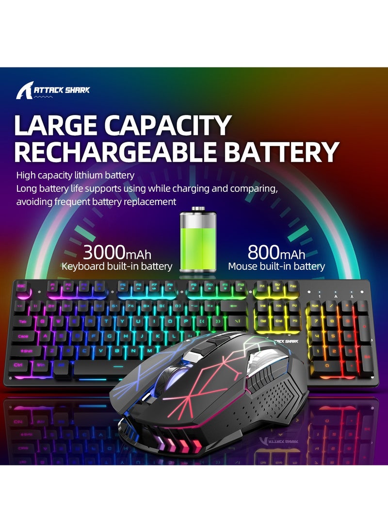 Wireless Gaming Keyboard and Mouse Combo, 12 RGB Chroma Backlit, 4200mAh Rechargeable Battery, USB Mechanical Feel+Type-C Dual Interface Receiver, Mechanical Feel Anti-ghosting Keyboard + 2400DPI Mice for PC Gamer, Black - pzsku/Z703AB2BB140E90F57B89Z/45/_/1739866756/66a4a040-47ca-4b09-96f9-9a4d8ac24261