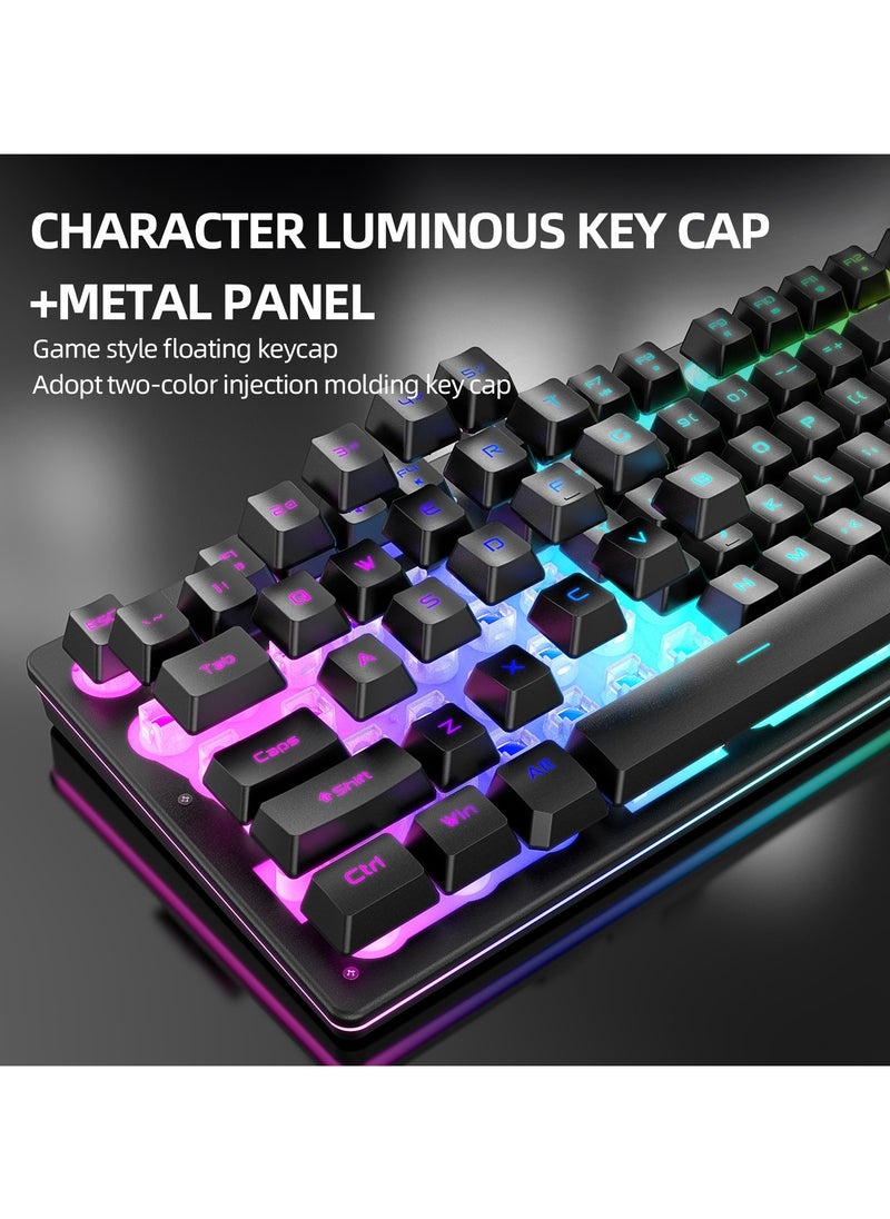 Wireless Gaming Keyboard and Mouse Combo, 12 RGB Chroma Backlit, 4200mAh Rechargeable Battery, USB Mechanical Feel+Type-C Dual Interface Receiver, Mechanical Feel Anti-ghosting Keyboard + 2400DPI Mice for PC Gamer, Black - pzsku/Z703AB2BB140E90F57B89Z/45/_/1739866778/e6bf31b5-162d-4d51-9f87-d4b90f31730e