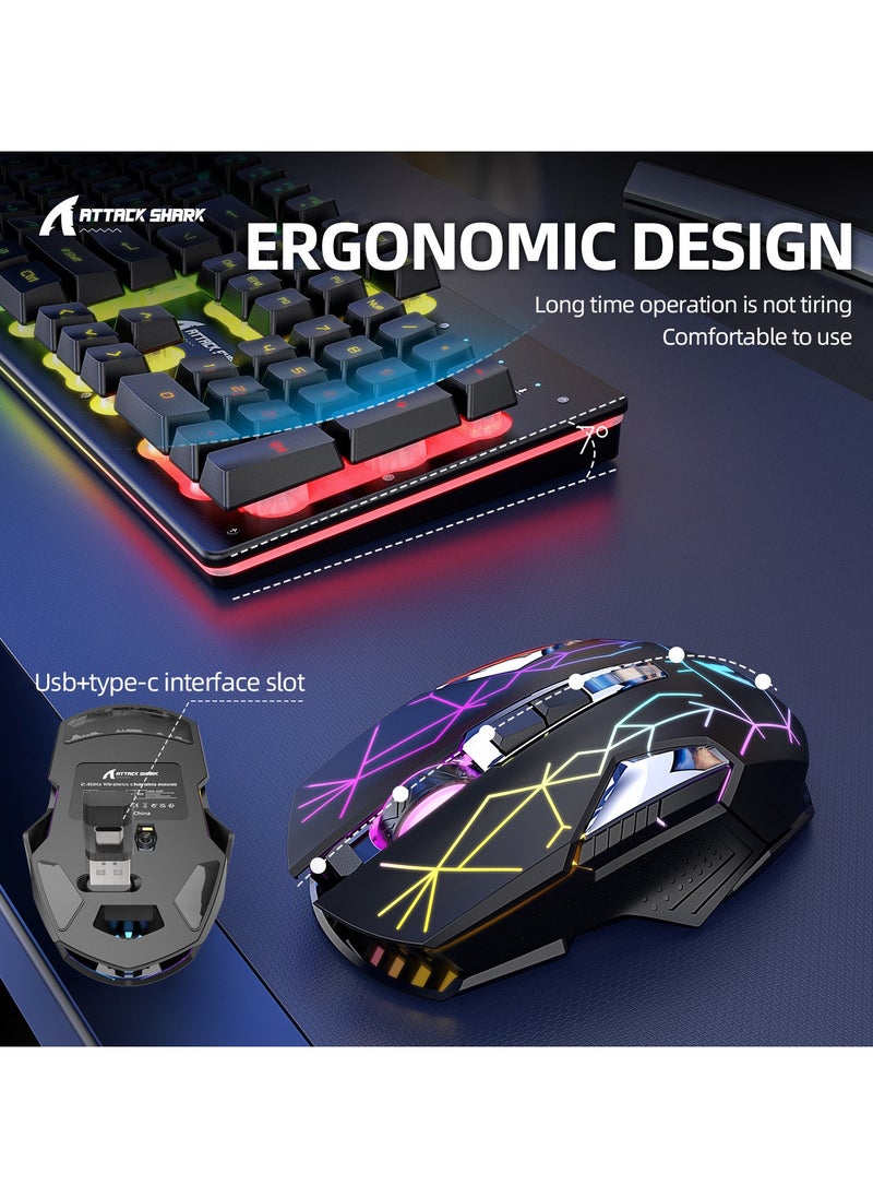 Wireless Gaming Keyboard and Mouse Combo, 12 RGB Chroma Backlit, 4200mAh Rechargeable Battery, USB Mechanical Feel+Type-C Dual Interface Receiver, Mechanical Feel Anti-ghosting Keyboard + 2400DPI Mice for PC Gamer, Black - pzsku/Z703AB2BB140E90F57B89Z/45/_/1739866795/872eeb5a-dd23-4b05-8463-22def0657940