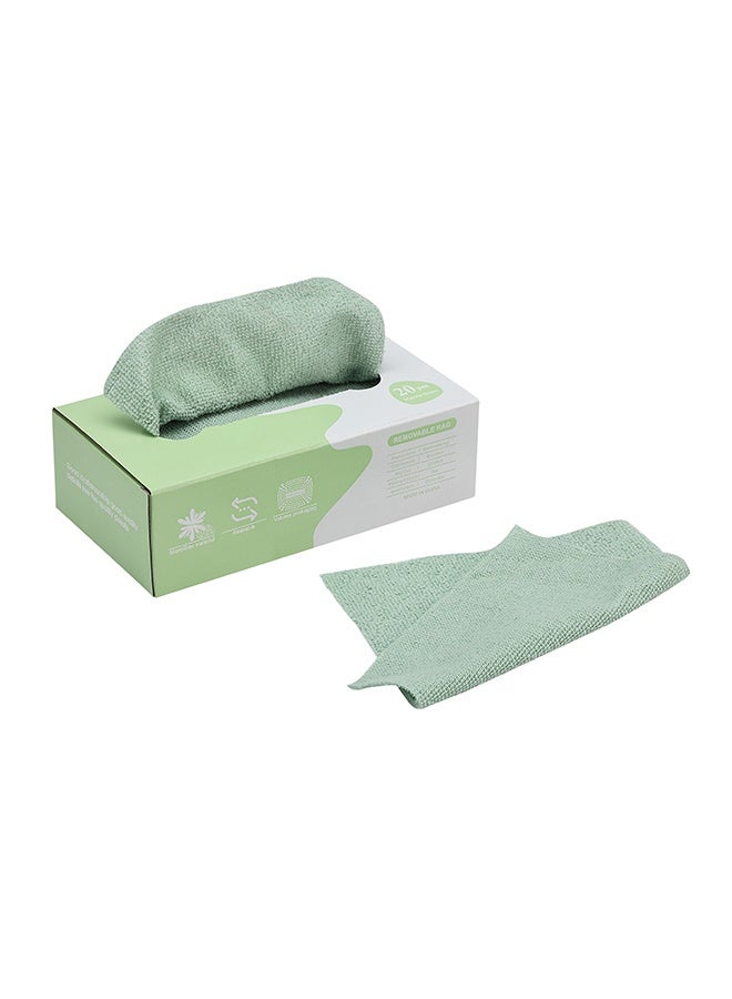 LAWAZIM 20 Piece Removable Microfiber Rags -20x20cm- Ultra Absorbent Lint-Free Cleaning Cloths in Extractable Dispenser Box for Kitchen or Household, Car, Window, Glass, and Multi-Surface Use - Green - Image 1