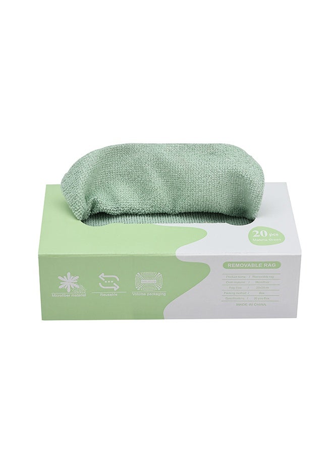LAWAZIM 20 Piece Removable Microfiber Rags -20x20cm- Ultra Absorbent Lint-Free Cleaning Cloths in Extractable Dispenser Box for Kitchen or Household, Car, Window, Glass, and Multi-Surface Use - Green - Image 2